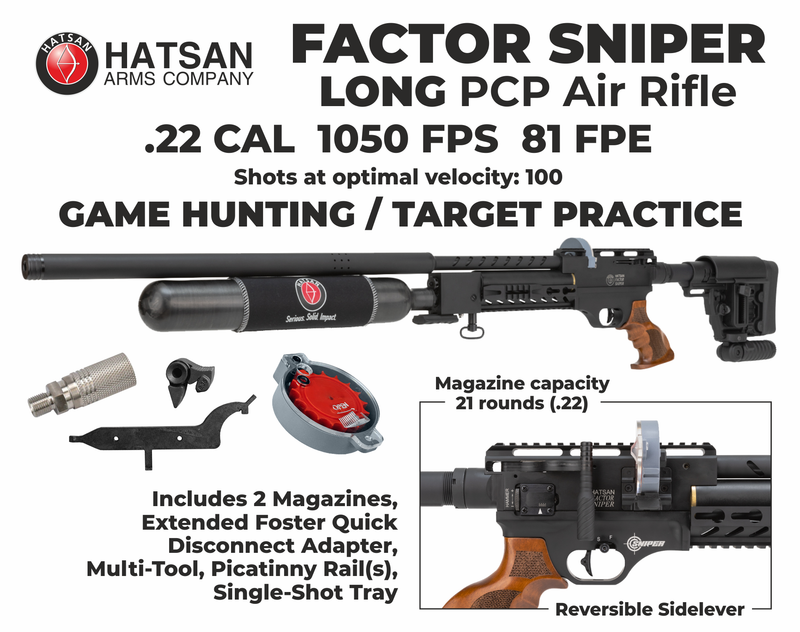 Hatsan Factor Sniper Long .22 Caliber PCP Side-Lever Air Rifle (HGFactorSniper-L22)