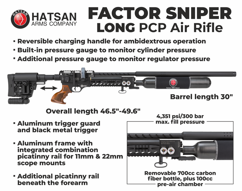 Hatsan Factor Sniper Long .22 Caliber PCP Side-Lever Air Rifle (HGFactorSniper-L22)