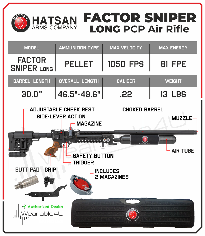 Hatsan Factor Sniper Long .22 Caliber PCP Side-Lever Air Rifle (HGFactorSniper-L22)