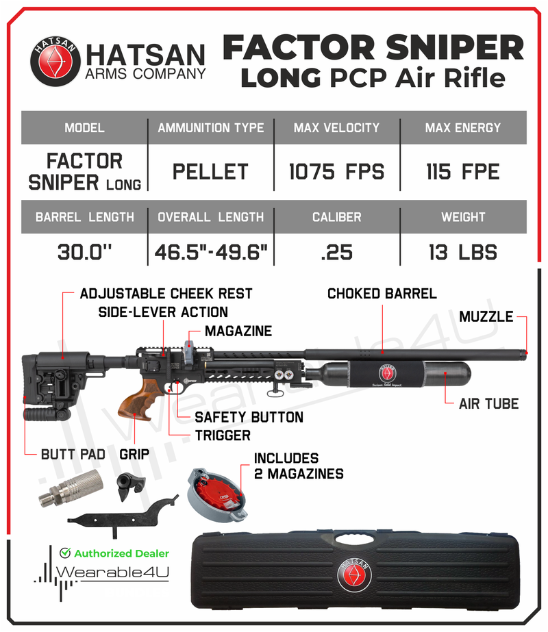 Hatsan Factor Sniper Long .25 Caliber PCP Side-Lever Air Rifle (HGFactorSniper-L25)