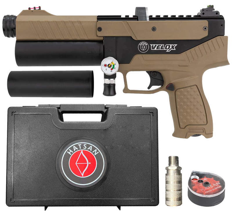 Hatsan Velox PCP Air Pistol .22 or .25 Cal Semi-Auto Pellet Gun, up to 580 FPS, 20 Joules, 12 RDS