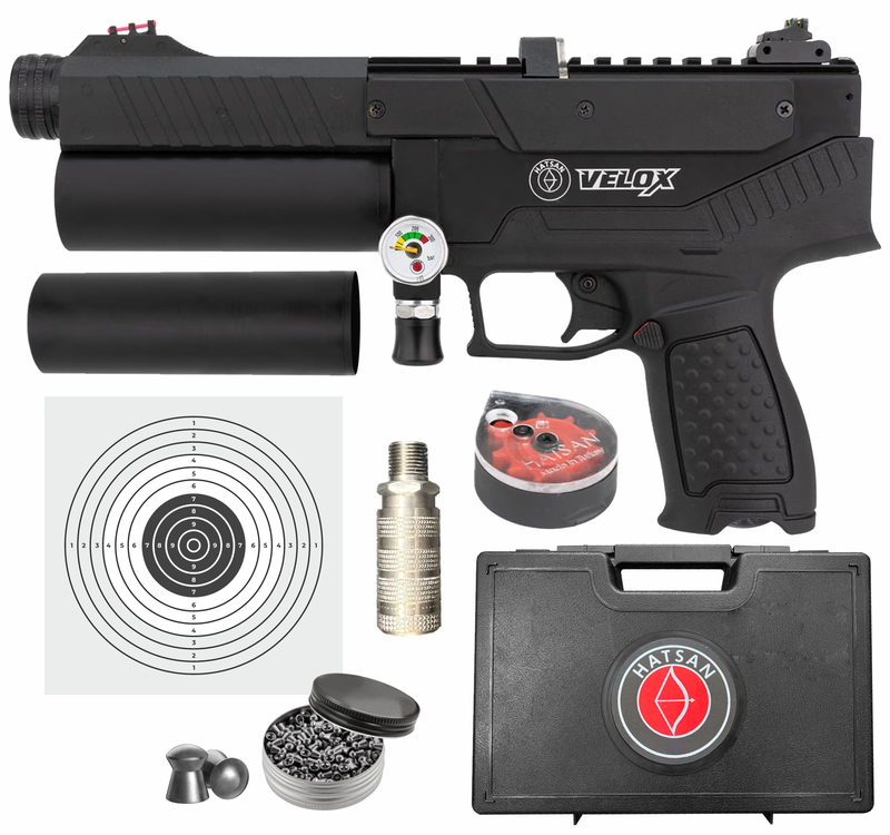 Hatsan Velox PCP Air Pistol .22 or .25 Cal Semi-Auto Pellet Gun, up to 580 FPS, 20 Joules, 12 RDS