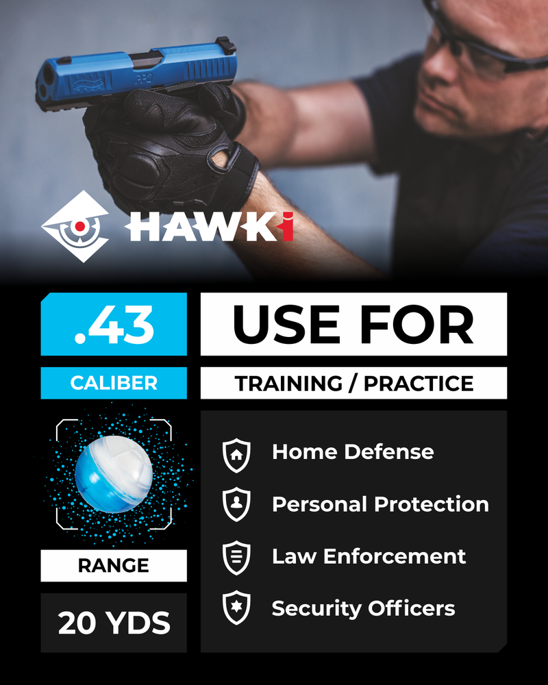 Hawki .43 Cal or .50 Cal or .68 Cal Powder Training Balls Non-Lethal for Paintball Guns, Great for Practice