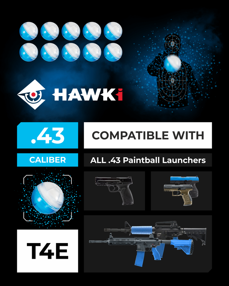 Hawki .43 Cal or .50 Cal or .68 Cal Powder Training Balls Non-Lethal for Paintball Guns, Great for Practice