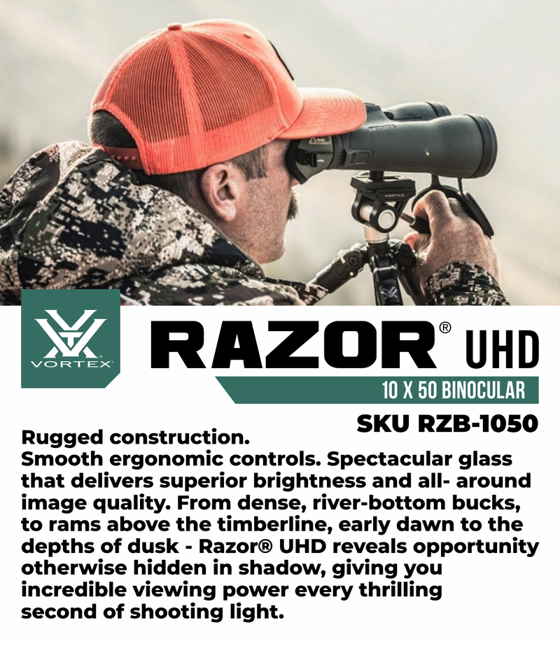 Vortex Optics Razor UHD 10x50 Waterproof Binocular (RZB-1050)