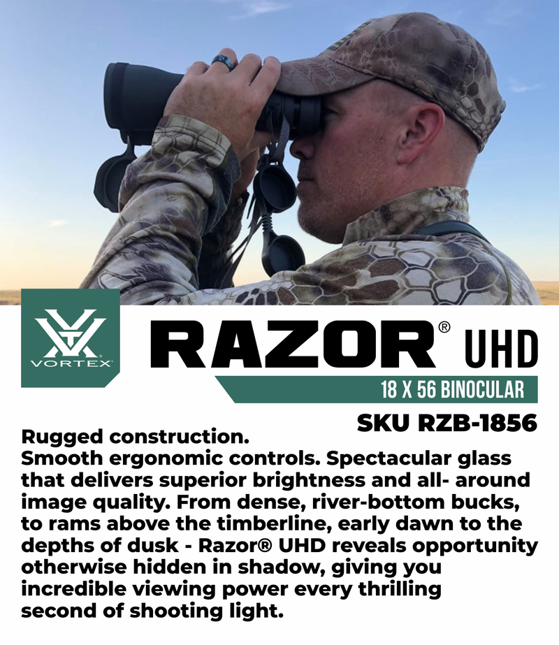 Vortex Optics Razor UHD 18x56 Waterproof Binocular (RZB-1856)