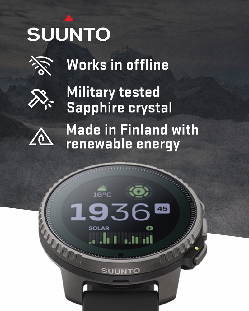 Suunto Vertical Adventure GPS Watch, All Black, Large Screen, Offline Maps, Wearable4U