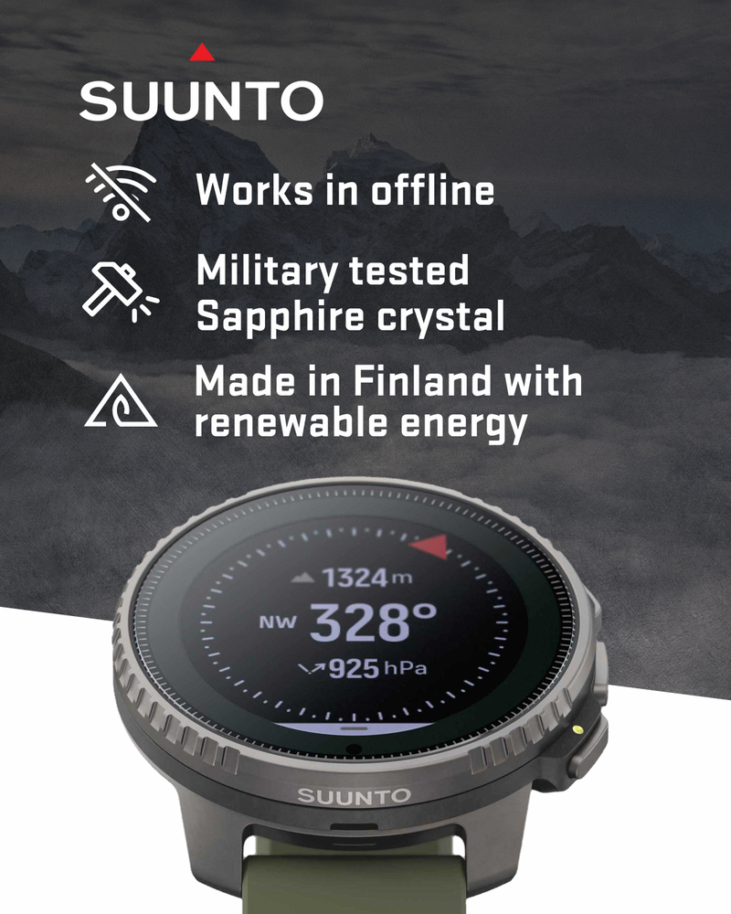 Suunto Vertical Adventure GPS Watch, All Black, Large Screen, Offline Maps, Wearable4U