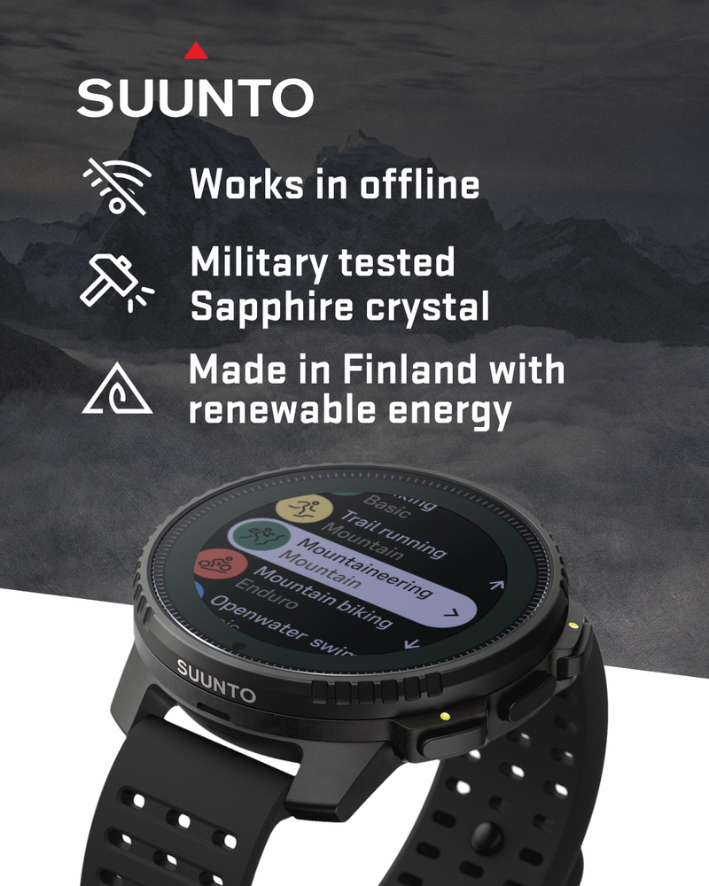 Suunto Vertical Adventure GPS Watch, All Black, Large Screen, Offline Maps, Wearable4U