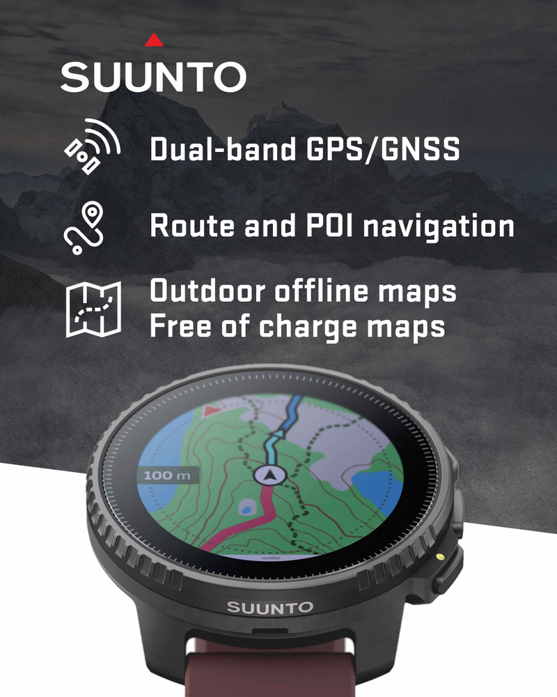 Suunto Vertical Adventure GPS Watch, All Black, Large Screen, Offline Maps, Wearable4U