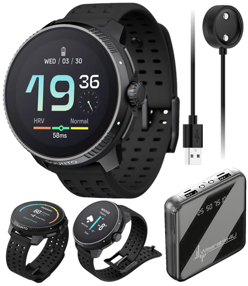 SUUNTO Race Sports Smartwatch, GPS Tracker w/Clearer AMOLED Touchscreen, Dual-Band GNSS & Global Offline Map, 26-Day Standby with Wearable4U Power Bank SQ Bundle