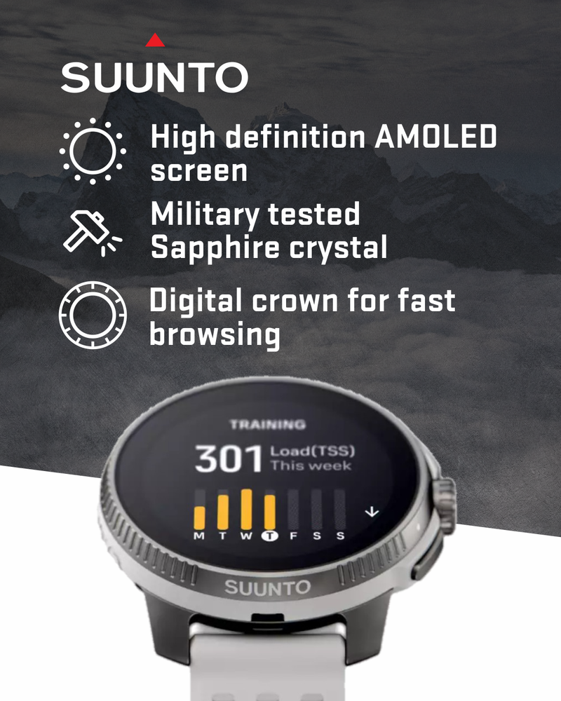 SUUNTO Race Sports Smartwatch, GPS Tracker w/Clearer AMOLED Touchscreen, Dual-Band GNSS & Global Offline Map, 26-Day Standby with Wearable4U Power Bank SQ Bundle