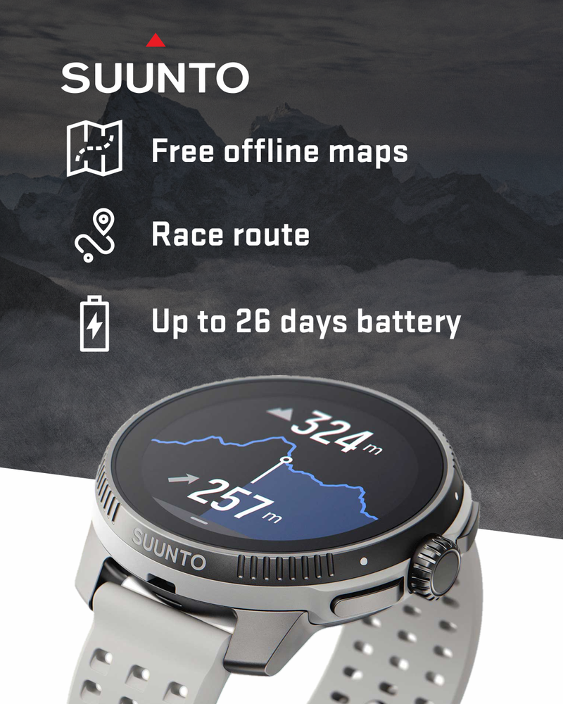 SUUNTO Race Sports Smartwatch, GPS Tracker w/Clearer AMOLED Touchscreen, Dual-Band GNSS & Global Offline Map, 26-Day Standby with Wearable4U Power Bank SQ Bundle