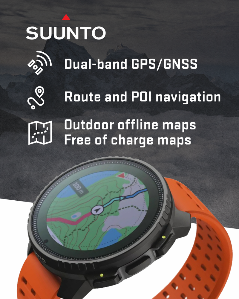 Suunto Vertical Adventure GPS Watch, All Black, Large Screen, Offline Maps, Wearable4U