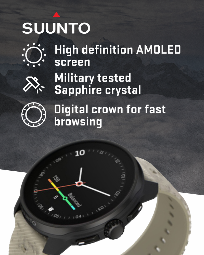 Suunto Race S GPS Sports Smartwatch, AMOLED Touchscreen w/ 13D Standby, Dualband GNSS, Global Offline Map, Advanced Training with Wearable4U Power Bank Bundle