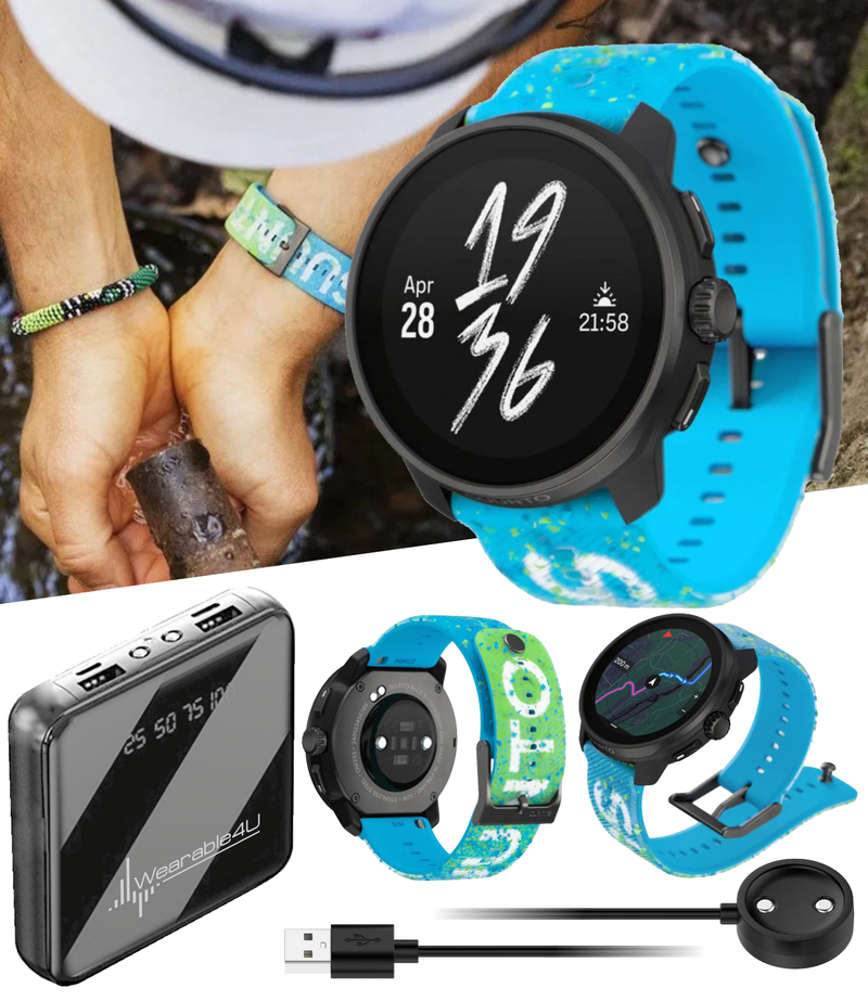 Suunto Race S GPS Sports Smartwatch, AMOLED Touchscreen w/ 13D Standby, Dualband GNSS, Global Offline Map, Advanced Training with Wearable4U Power Bank Bundle