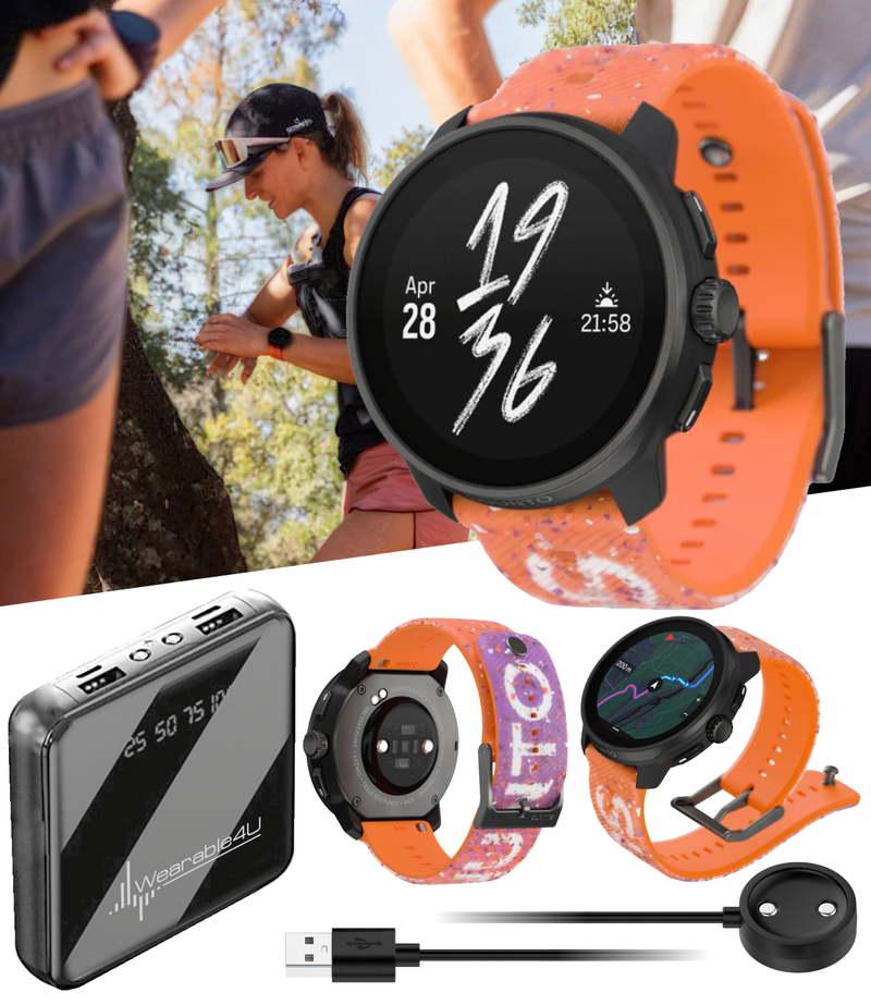 Suunto Race S GPS Sports Smartwatch, AMOLED Touchscreen w/ 13D Standby, Dualband GNSS, Global Offline Map, Advanced Training with Wearable4U Power Bank Bundle