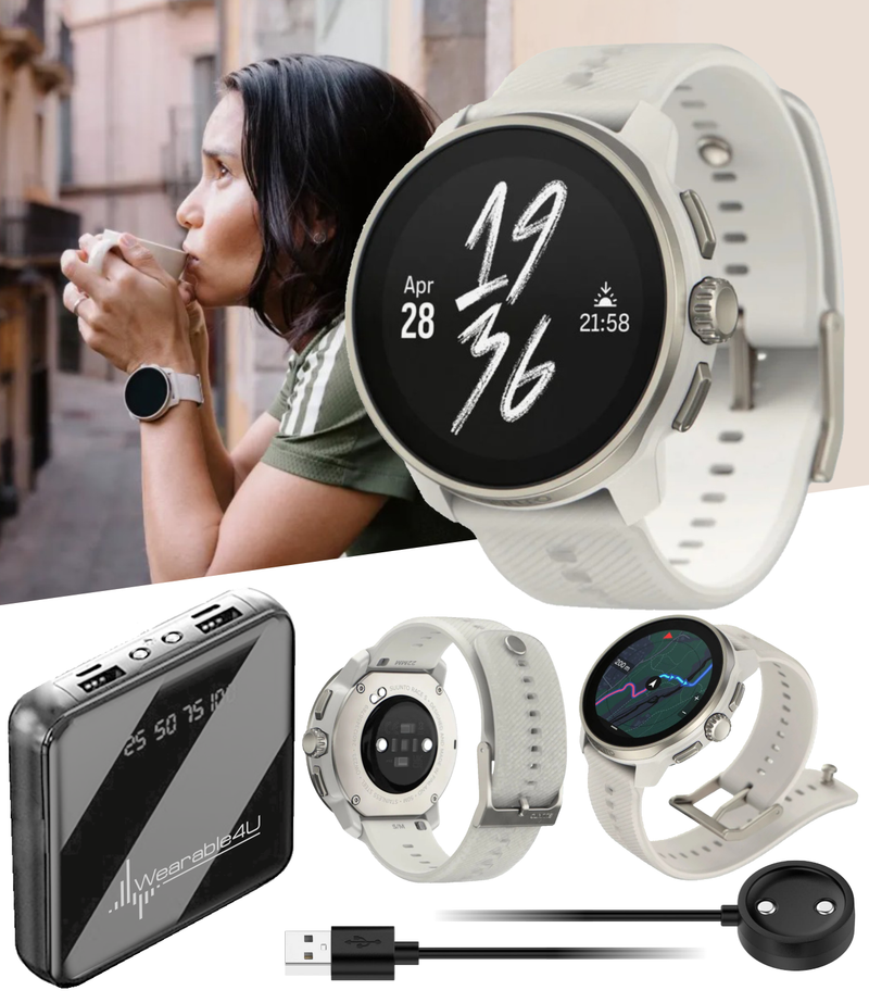 Suunto Race S GPS Sports Smartwatch, AMOLED Touchscreen w/ 13D Standby, Dualband GNSS, Global Offline Map, Advanced Training with Wearable4U Power Bank Bundle