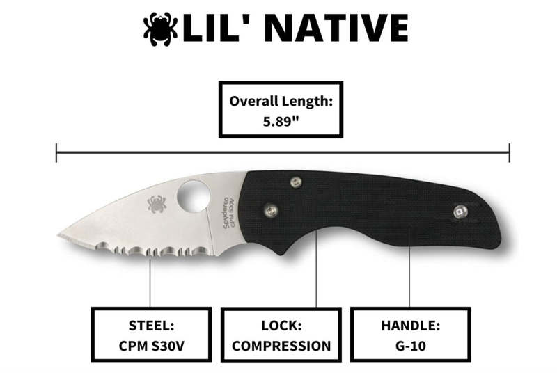 Spyderco Lil' Native 2.5" G-10 Black Folding Knife | Steel Blade | C230GS