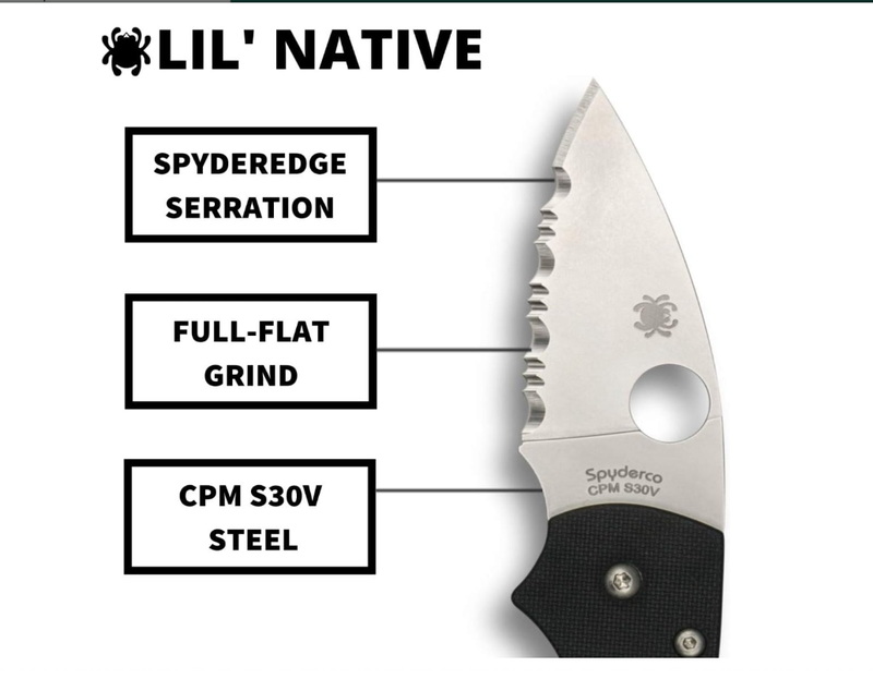 Spyderco Lil' Native 2.5" G-10 Black Folding Knife | Steel Blade | C230GS