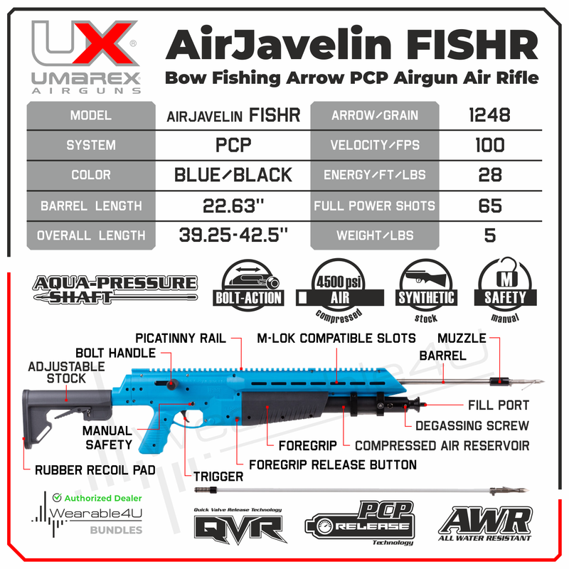 Umarex AirJavelin FishR PCP Bowfishing Airgun with 2 Fiberglass Pro-Point Arrows 2252158_2252159