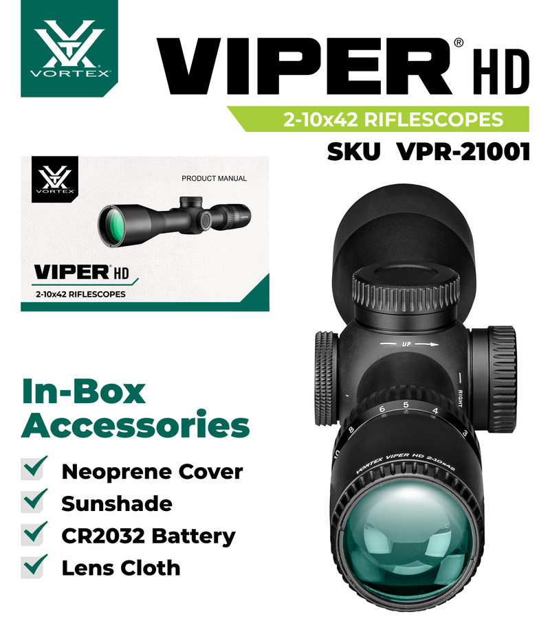 Vortex Optics Viper HD 2-10x42 SFP Second Focal Plane Dead-Hold BDC MOA Riflescope (VPR-21001)