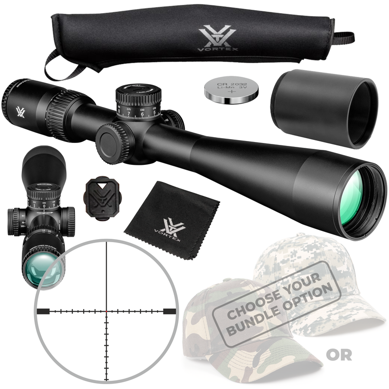 Vortex Optics Viper HD 5-25x50 SFP VMR-3 MRAD Black Riflescope with Free Hat Bundle