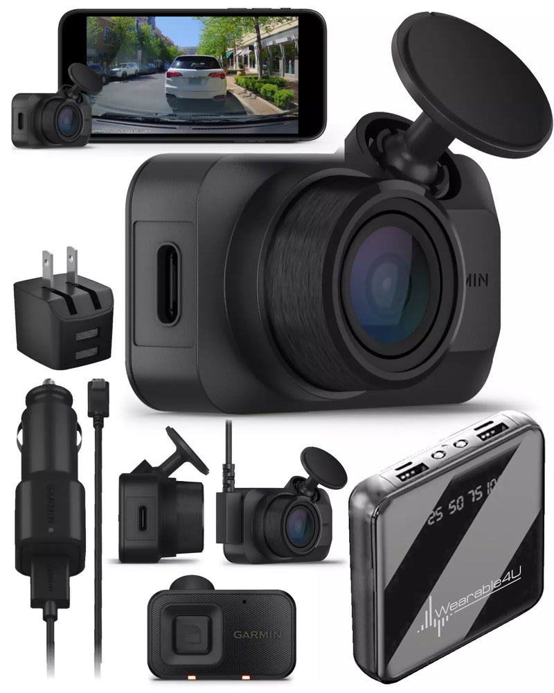 Garmin Ultracompact 1080p Dash Cam Mini 3 with a 140-degree Field of View and built-in Clarity Polarizer (010-02899-00) with Wearable4U Power Bank Bundle