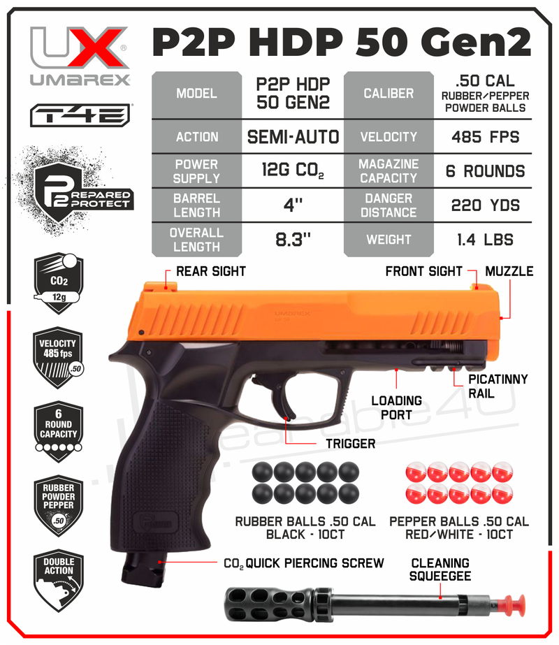 Umarex P2P HDP .50 Cal Gen 2 CO2 Paintball Pistol (2292325)