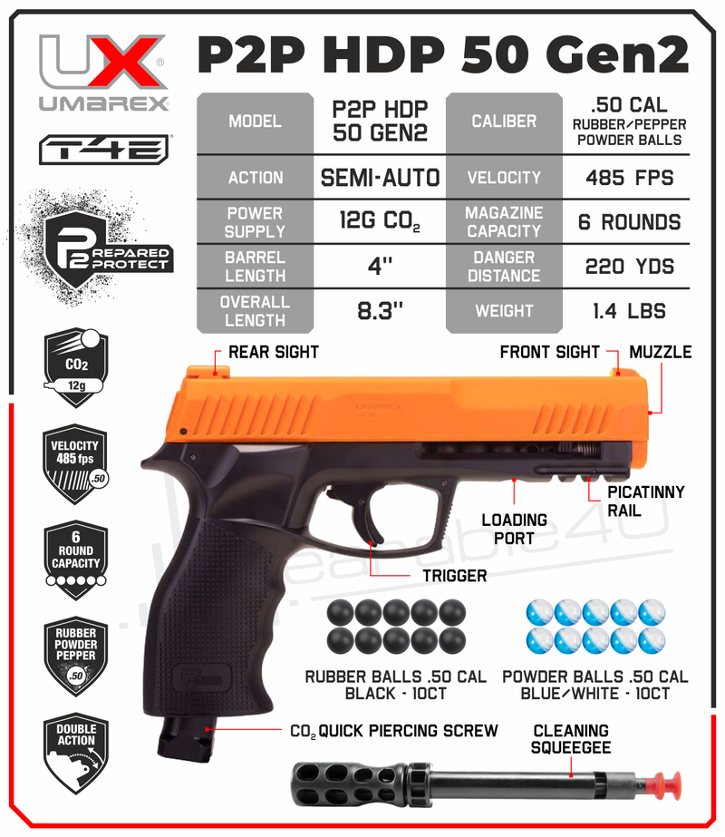 Umarex P2P HDP .50 Cal Gen 2 CO2 Paintball Pistol (2292327)