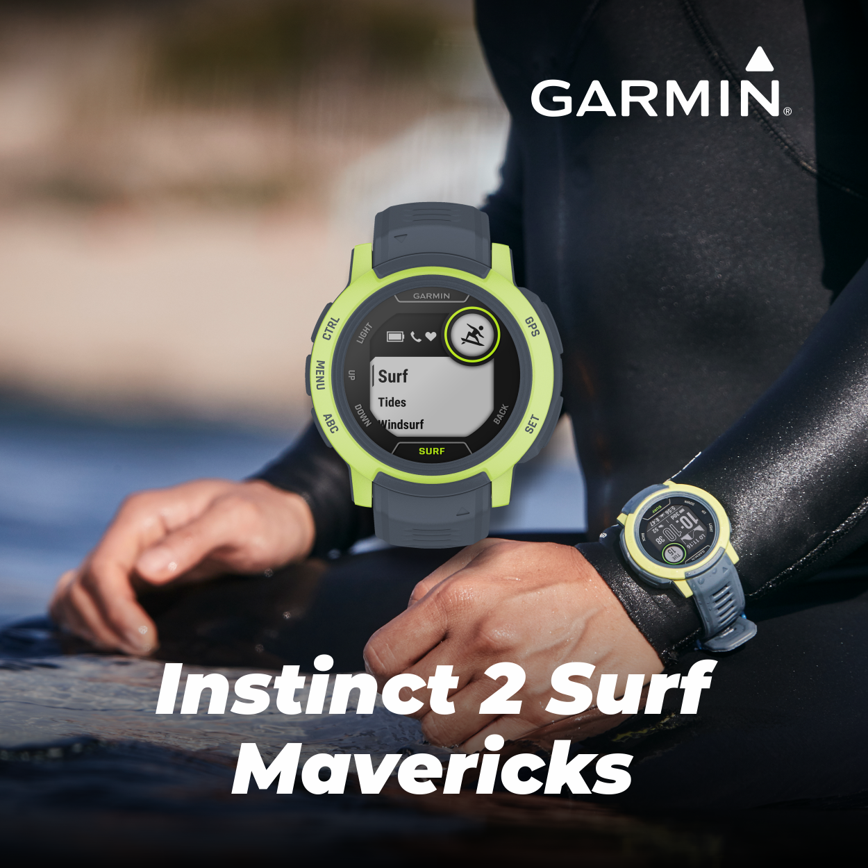 Garmin Instinct 2 - Rugged GPS Smartwatch Surf Edition Mavericks