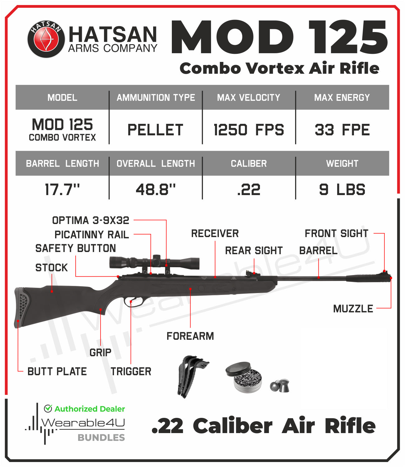 Hatsan 125 Sniper Carabina Pack 