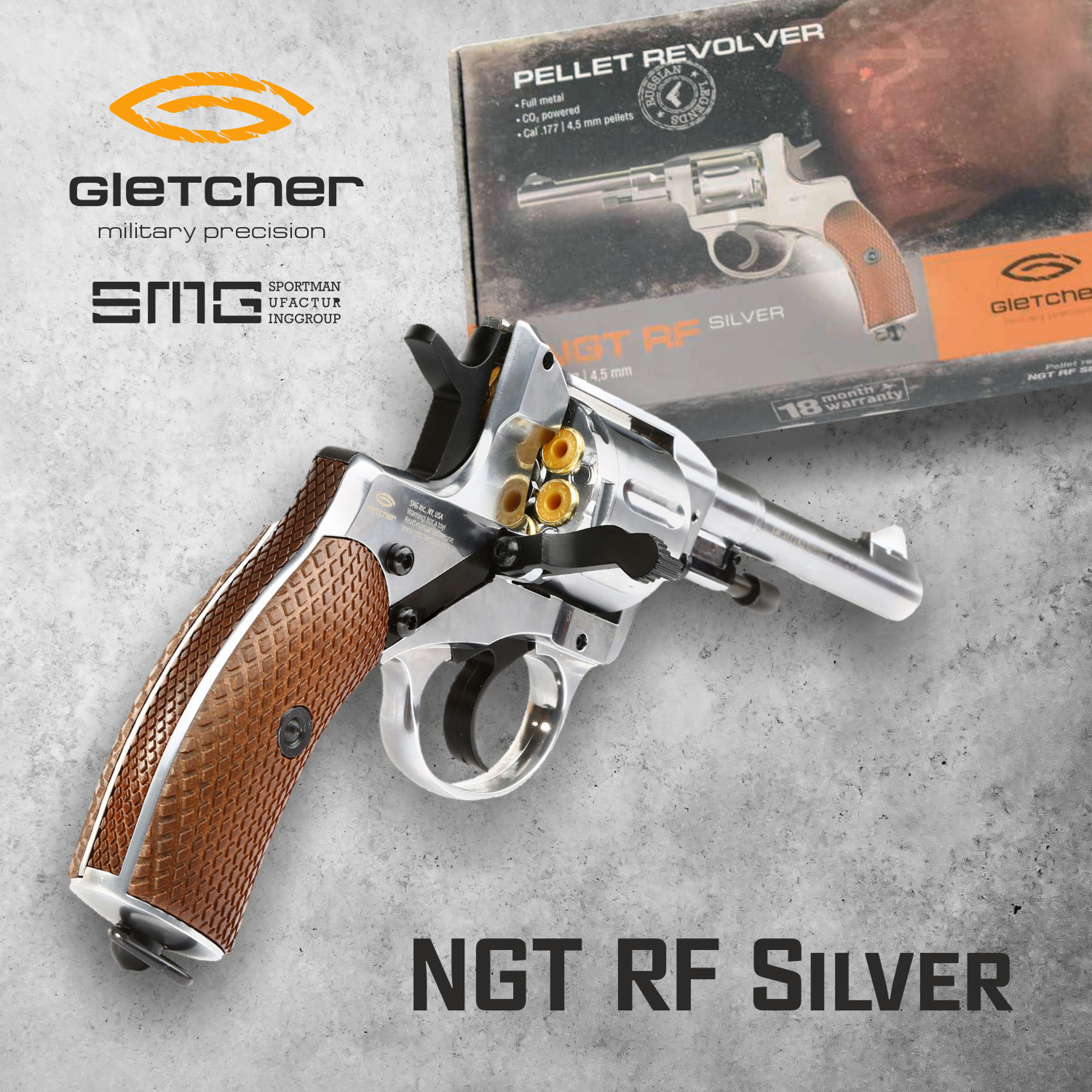 Gletcher NGT CO2 BB Revolver, Silver