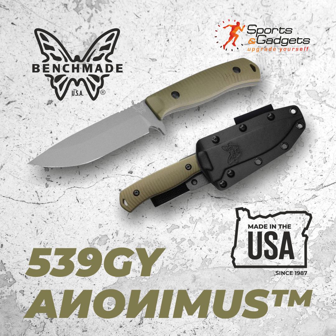 Benchmade Anonimus Fixed Blade Knife 5 CPM-CruWear Tungsten Gray Drop  Point, OD Green G10 Handles, Boltaron Sheath - KnifeCenter - 539GY