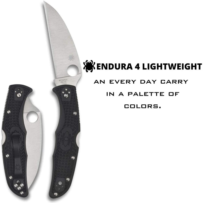 Spyderco Endura 4 FRN Black Wharncliffe 3.78" Plain Edge Lightweight Folding Pocket Knife (C10FPWCBK)