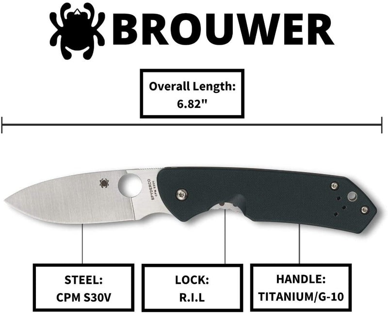 Spyderco Brouwer Folder PlainEdge Folding Pocket Knife, Green G10 Handle
