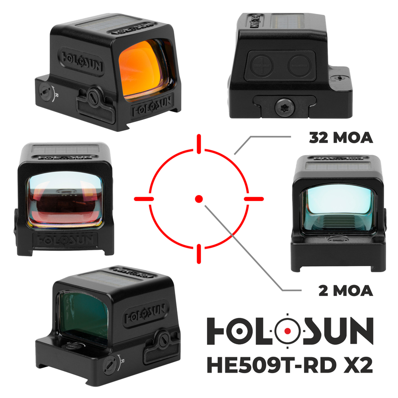 Holosun HE509T-RD X2 Enclosed Reflex Optical Multi-Reticle Red Dot Sight with Free Hat Bundle