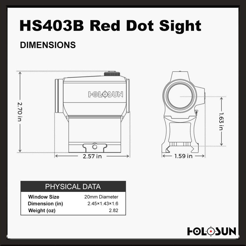 Holosun HS403B Micro Red Dot Optic (2 MOA) Sight with HM3X Magnifier Combo with Wearable4U Lens Cleaning Pen and Cloth, Extra CR2032 Battery Bundle