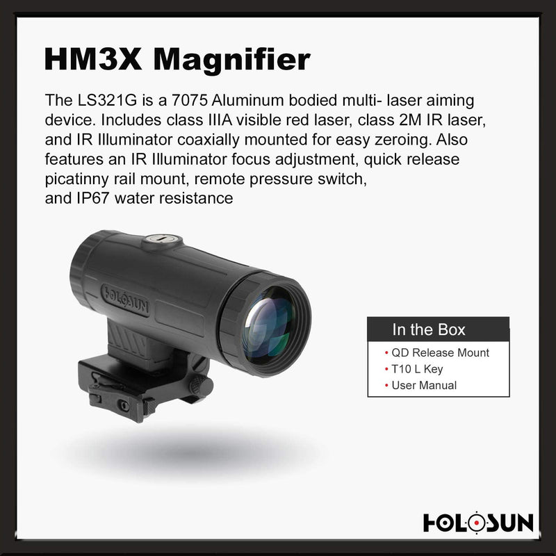 Holosun HS403B Micro Red Dot Optic (2 MOA) Sight with HM3X Magnifier Combo with Wearable4U Lens Cleaning Pen and Cloth, Extra CR2032 Battery Bundle