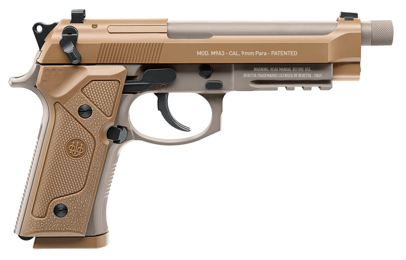 Umarex Beretta M9A3 Full Auto CO2 .177 Cal Blowback Air Pistol with 5x12 CO2 Tanks and Pack of 1500ct BBs and Extra Mag Bundle