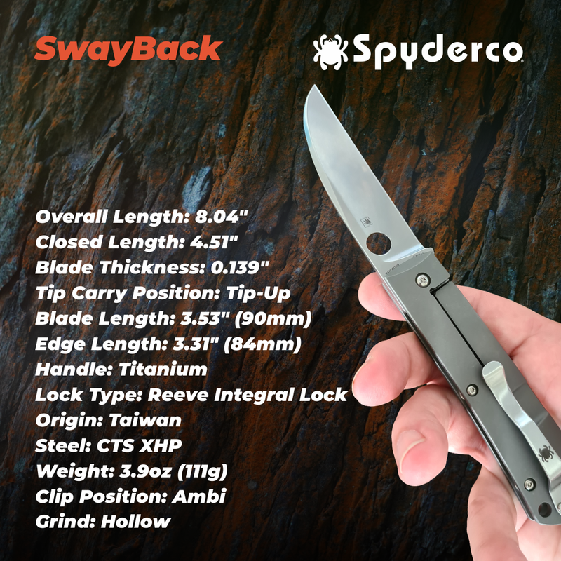 Spyderco SwayBack Plain Edge 3.55" Folding Pocket Knife (C249TIP)