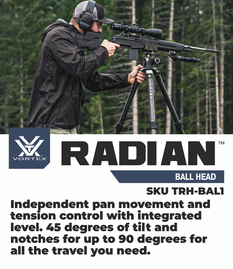 Vortex Optics Radian Ball Head with Free Hat Bundle (Bundle Options Available)